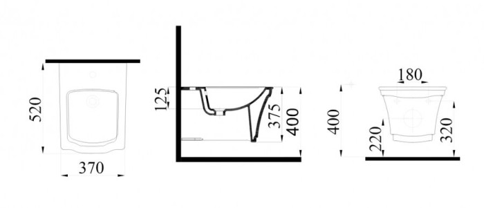 Подвесное биде с узором gold, Boheme Hermitage - 953-G