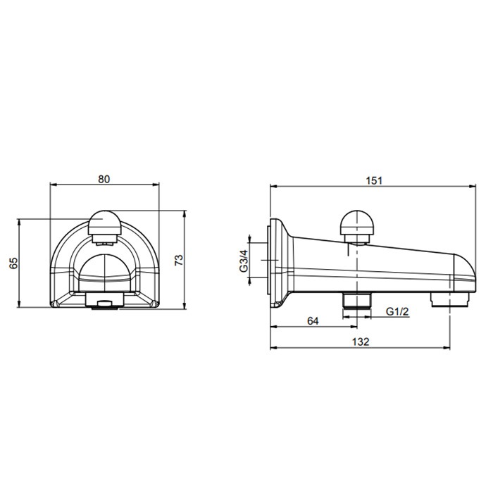 Fima Carlo Frattini Излив настенный, с переключателем, длина 130 мм., Wellness, F2041CR цвет: хром