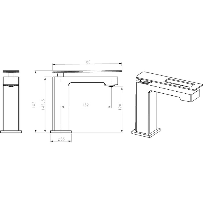 Смеситель для раковины, черный, Q Boheme 141-BUW
