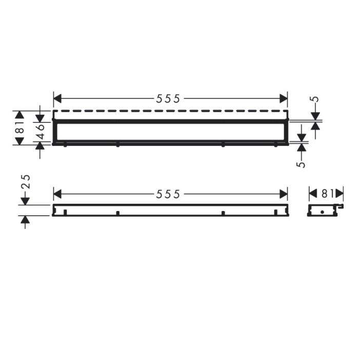 Внешняя часть трапа для душа Match, 60 см, с регулировкой по высоте RainDrain Match Hansgrohe, белый арт. 56036700