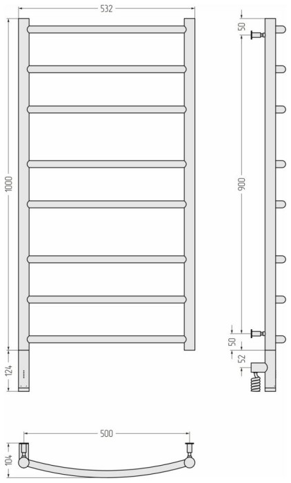 Сунержа Электрический полотенцесушитель 1200x600, Галант 3.0, 05-5800-1050 цвет: состаренная бронза