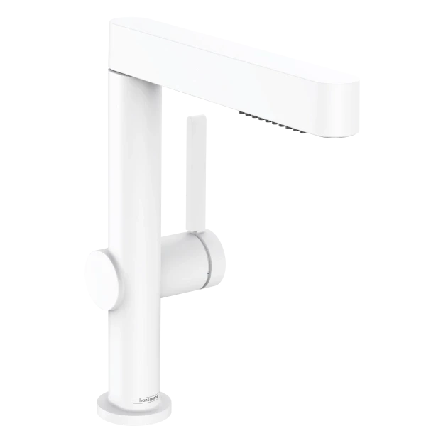 Смеситель для раковины с вытяжным душем 2jetсо сливным клапаном Push-Open, Hansgrohe Finoris, белый арт. 76063700