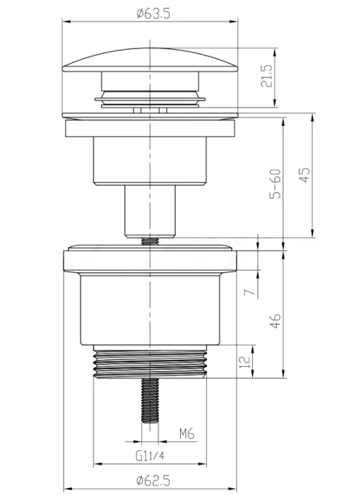 Донный клапан Miano M1108, цвет хром