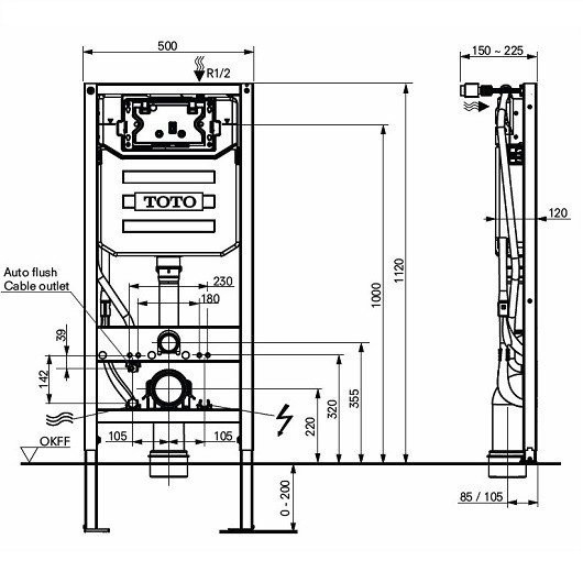 Система инсталляции для подвесного унитаза-биде 112x50 см, Neorest TOTO - WH182EAT
