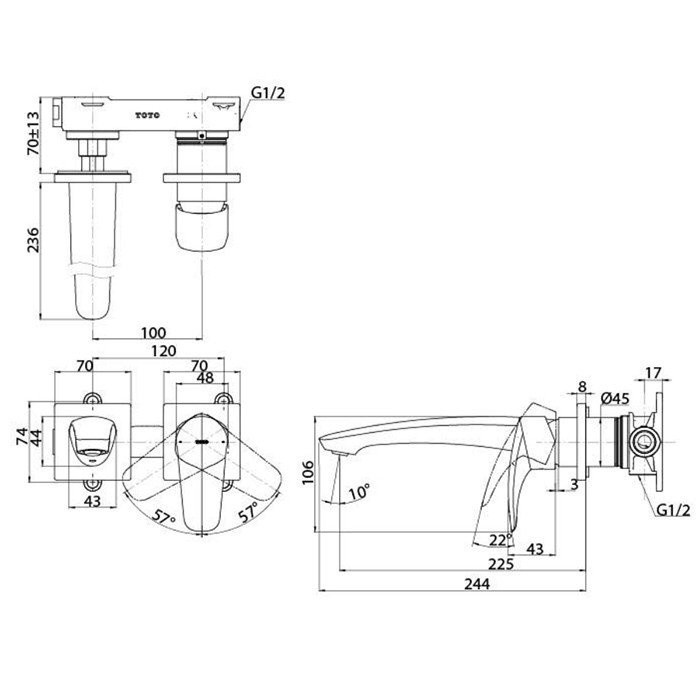 Смеситель для раковины, GM TOTO, TLG09308R цвет: хром