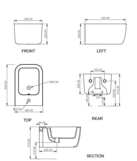 Биде подвесное голубой матовый, GSG Ceramic Design Brio, BRBISO023