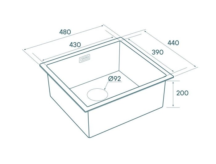 Мойка для кухни нержавеющая 480х440мм Paulmark WESER, брашированная нерж.сталь - PM804844-BS