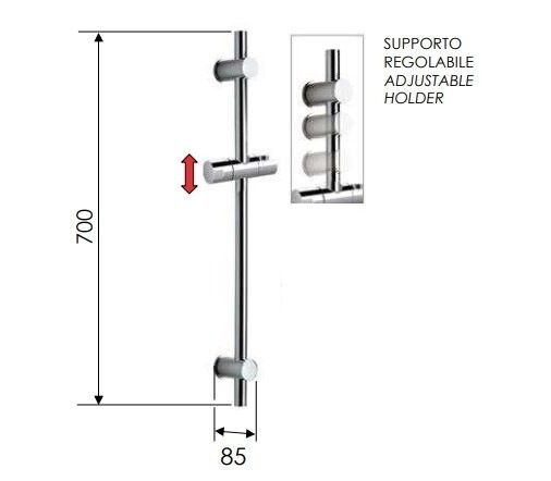 Душевая стойка 70 см черный глянцевый, Remer, внешнего монтажа 317GCFP