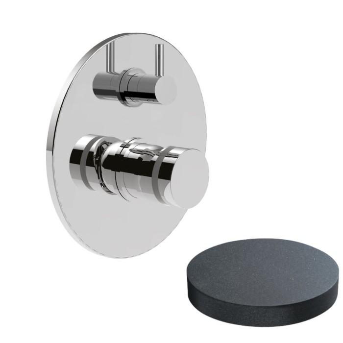 Встраиваемый смеситель для душа на 3 режима, поворотный переключатель, Giulini My ring, графит арт. MR0064-3EPGF