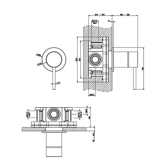 Смеситель для душа, встраиваемый, Gessi 316, warm bronze brushed pvd арт. 54019#726