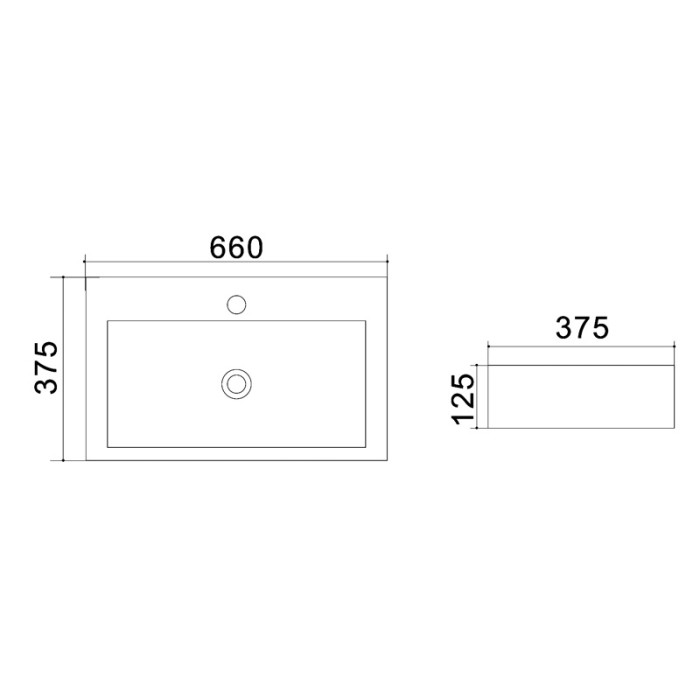 Раковина 66х37.5х12.5 подвесная, белая, Azario - AZ-4310