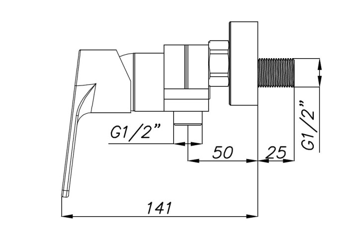 Смеситель для душа без излива, хром, Azario TREYA арт. AZ-15680621