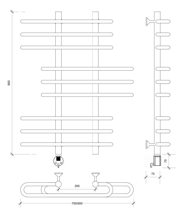 Полотенцесушитель электрический 80x20x70 Венеция 6 Secado арт. 4673739234419