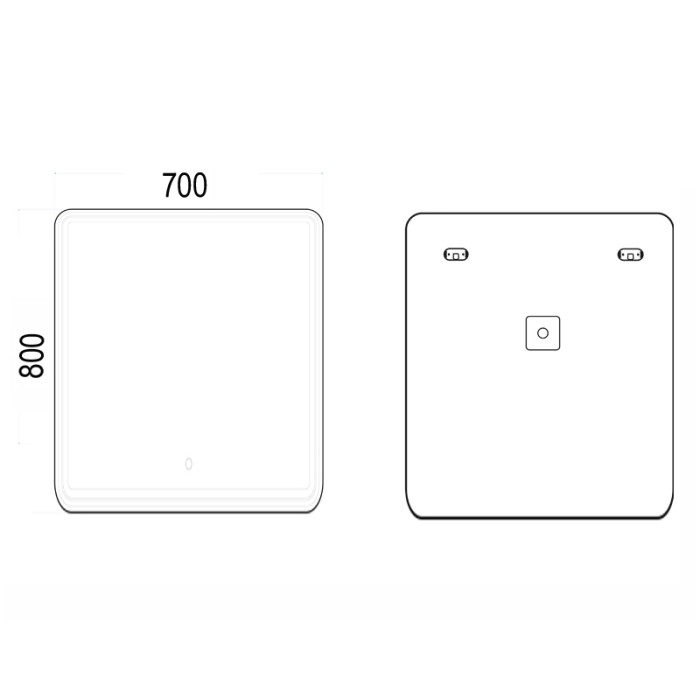 Зеркало-шкаф 1П 700х800 сc подсветкой и диммером, Azario Carolina - CS00069511