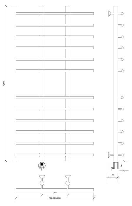 Полотенцесушитель электрический 120x20x50 Турин 4 Secado арт. 4673739244968