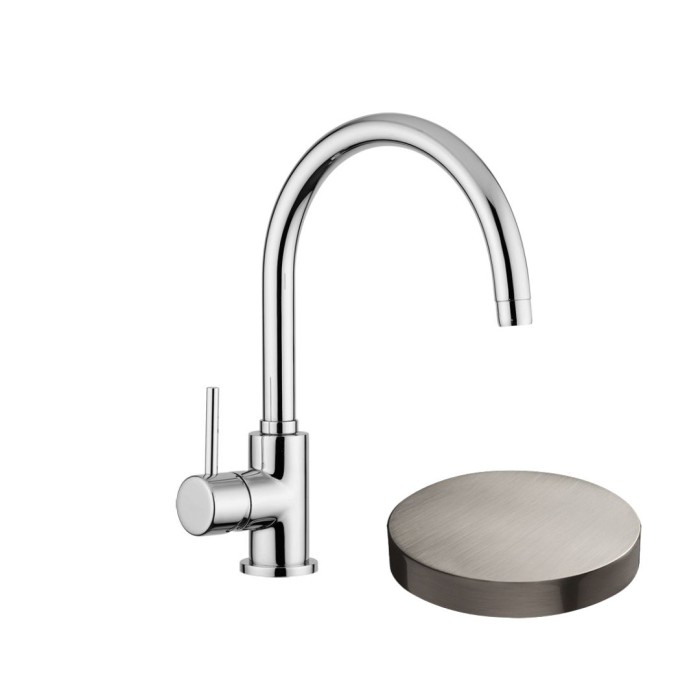 Смеситель для раковины с поворотным изливом, с донным клапаном, Giulini Futuro, никель матовый арт. 6581ANKO