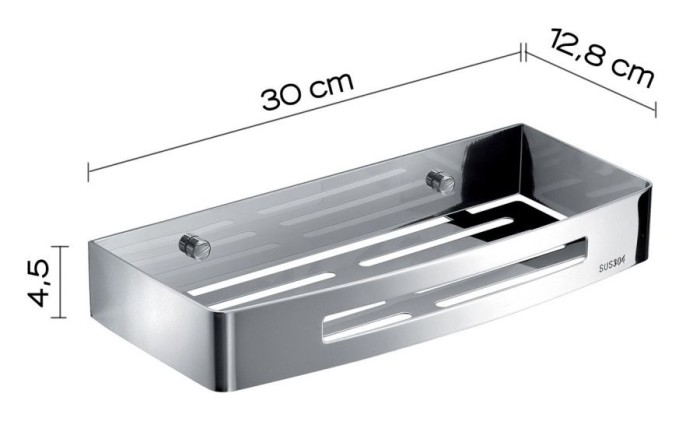 Решётка прямоугольная 1-уровневая (30х12,8х4,5) Gedy, 2417(13) цвет: хром