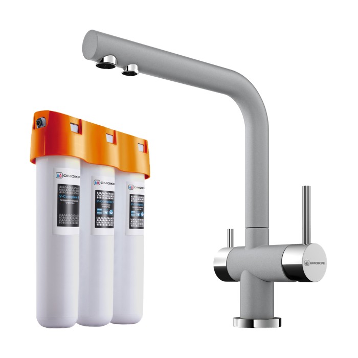 Комплект смеситель + фильтр Nagano-GR + Pure drop Lite Omoikiri арт. 4219.8028