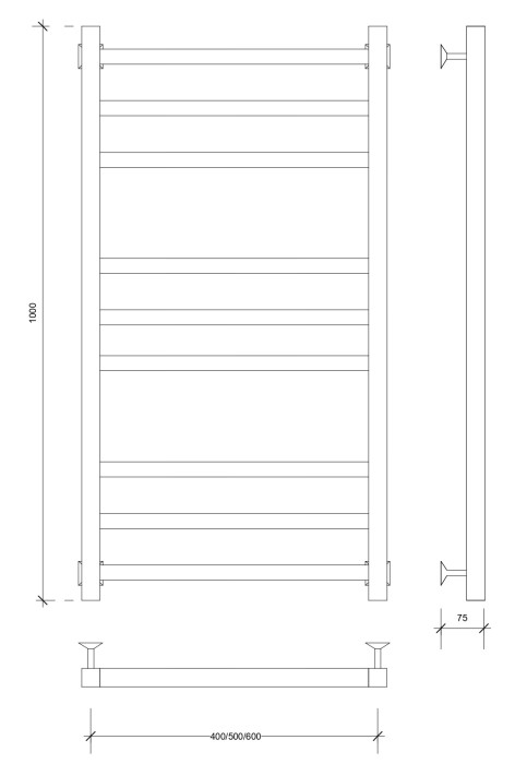 Полотенцесушитель водяной 100x40 Корато 3 (хром) Secado арт. 4603777440985