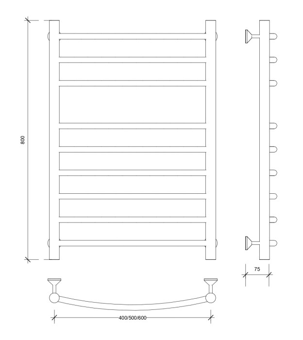 Полотенцесушитель водяной 80x50 Милан 5 (хром) Secado арт. 4603759403328