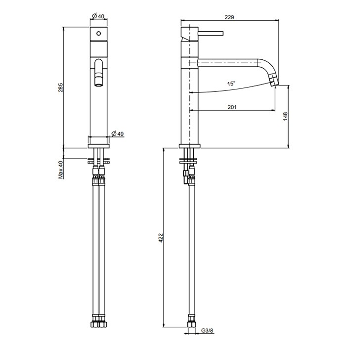 Fima Carlo Frattini Смеситель для кухни, на 1 отв., Kitchen, F3227NS цвет: черный