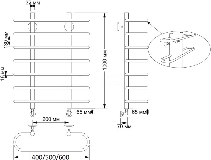 Полотенцесушитель водяной латунный 40x100x20 Венеция (бронза) Secado арт. 4603777460501