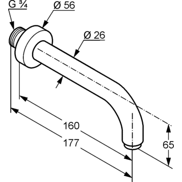 Излив для ванны 160 мм, матовый, bozz Kludi, белый матовый - 3850553
