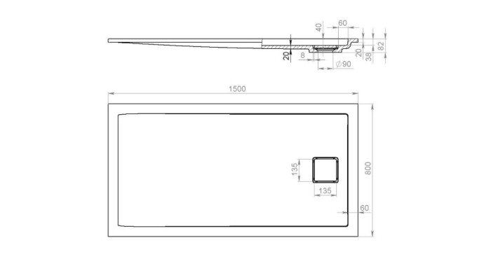Душевой поддон 150x80, матовая, Salini CAPRI арт. 120211MRF
