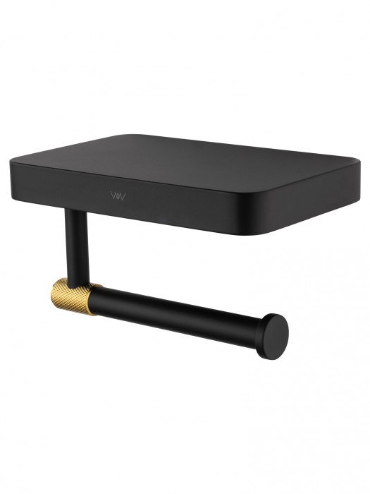 Держатель для туалетной бумаги с полкой, Wonzon &amp; Woghand Majestic, WW-9226 цвет: черный