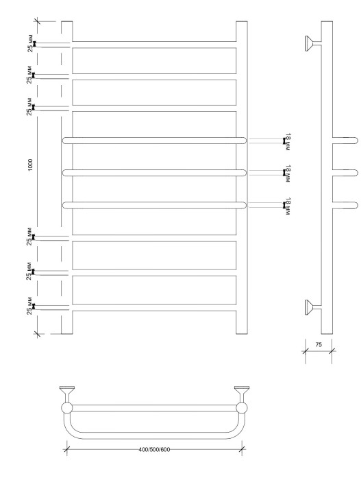 Полотенцесушитель водяной 100x50 Триест (черный) Secado арт. 4603777471033