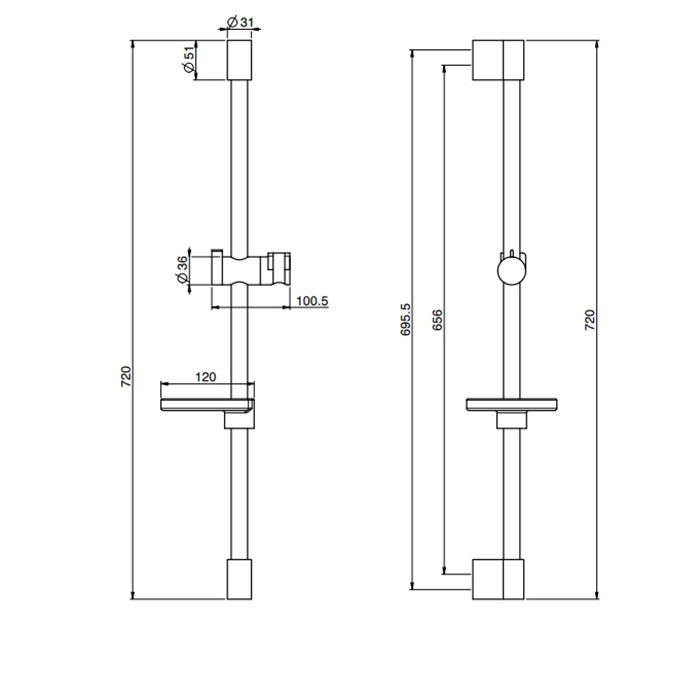 Fima Carlo Frattini Душевая штанга, с мыльницей и держателем ручного душа, Saliscendi, F2679/1CR цвет: хром