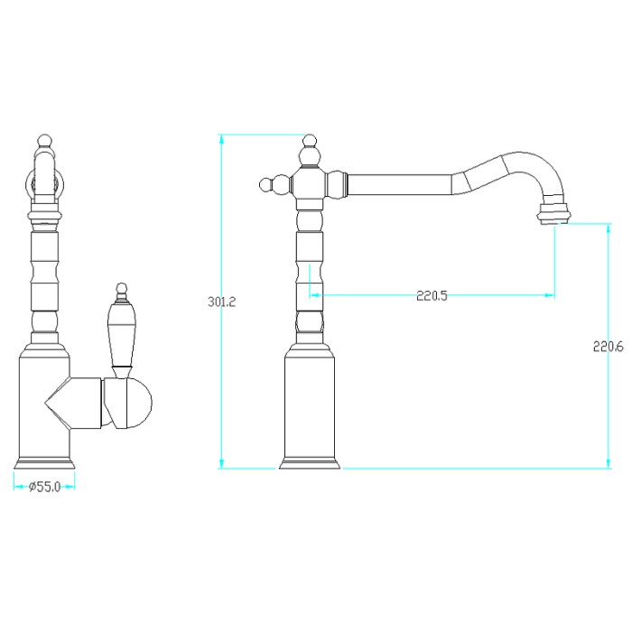 Смеситель для кухни black керамика, Boheme Kitchen - 102-BLC