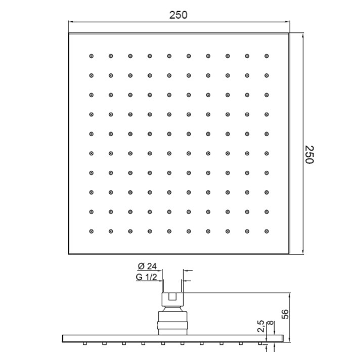 Fima Carlo Frattini Верхний душ 250х250 мм., из латуни, Wellness, F2630/2CR цвет: хром