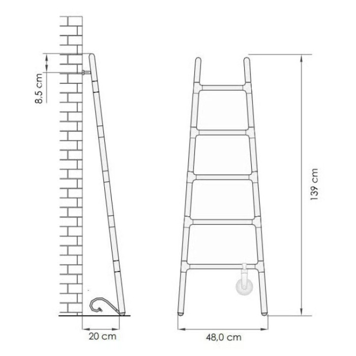 Полотенцесушитель-лесенка напольный, Wonzon & Woghand Rotenburg, WW-PR207-CGG цвет: серый