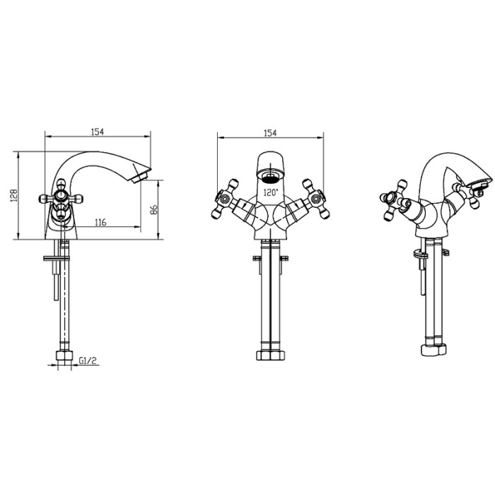 Смеситель для раковины, золото, Tradizionale Oro Boheme 291