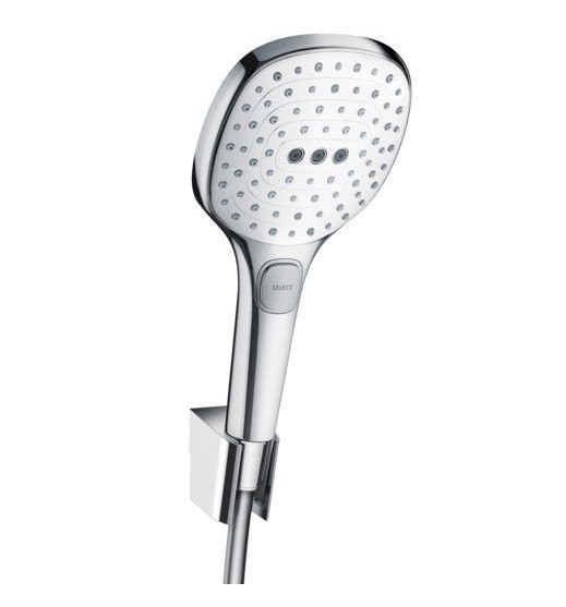 Душевой набор с держателем и шлангом 160см Raindance Select E Hansgrohe, белый, хром арт. 26720400