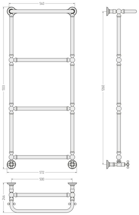 Сунержа Водяной полотенцесушитель 1260x500, Ренессанс, 05-0281-1250 цвет: состаренная бронза