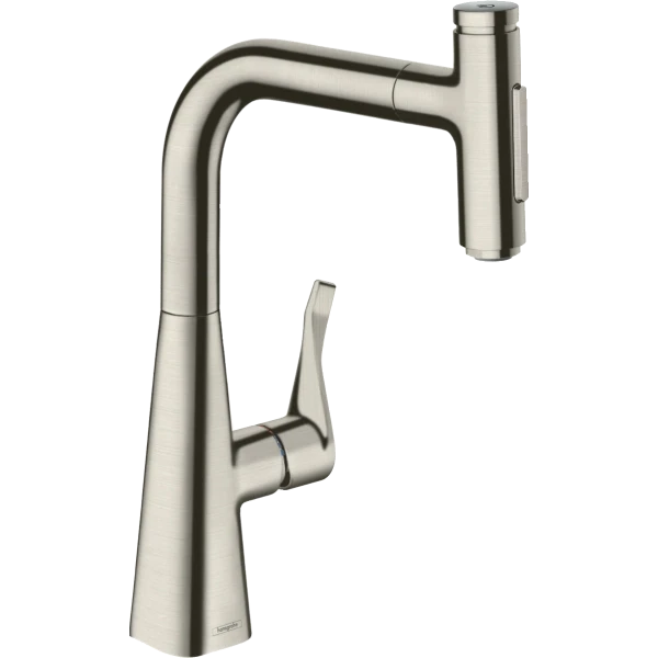 Смеситель для кухни, с вытяжным душем, Hansgrohe Metris Select M71, нержавеющая сталь арт. 73817800