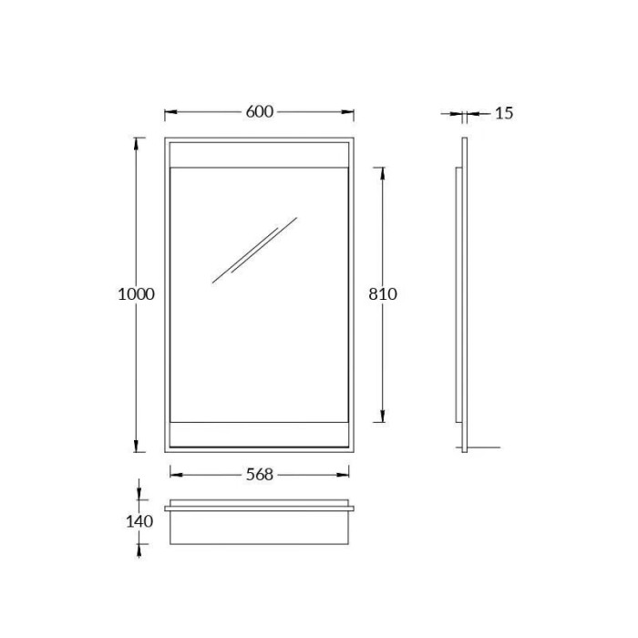 Зеркало Next 1000x600, Plaza Kerama Marazzi, черный - PL.N.mi.P.60\BLK