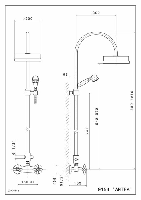 Душевая колонна со смесителем с переключателем потоков, MUSE Kerama Marazzi, бронза - 9154KM.31.023
