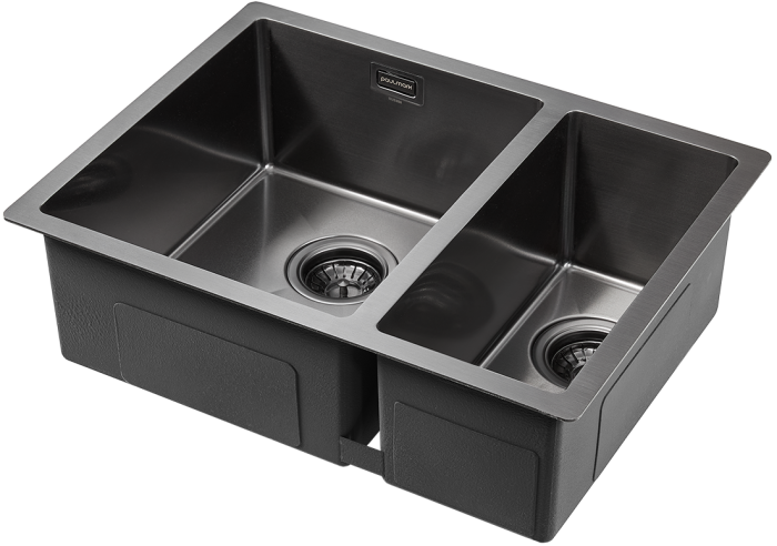 Мойка для кухни нержавеющая 590х440мм Paulmark ANNEX, вороненая сталь, левая, PVD - PM545944-GML