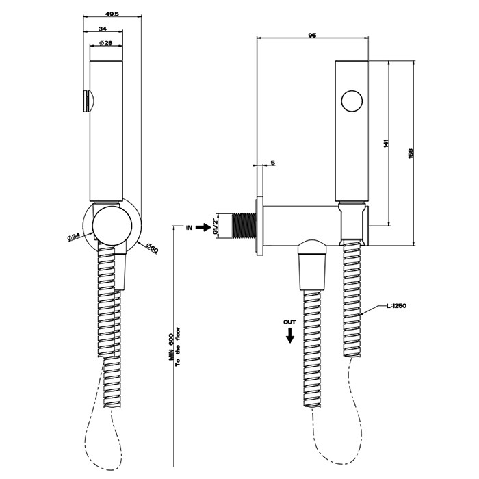 Комплект гигиенического душа, Gessi Cono, хром арт. 45123#031
