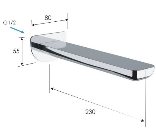 Излив настенный 23 см золото матовый, Remer Infinity, скрытого монтажа 91ILBG
