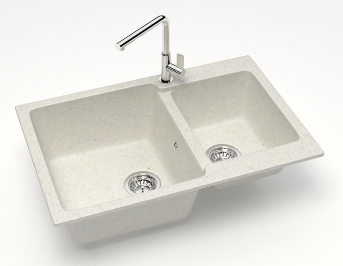 Кухонная мойка Grand 765х500х190 двойная, искусственный мрамор, хлопок, Azario Grand - CS00079904