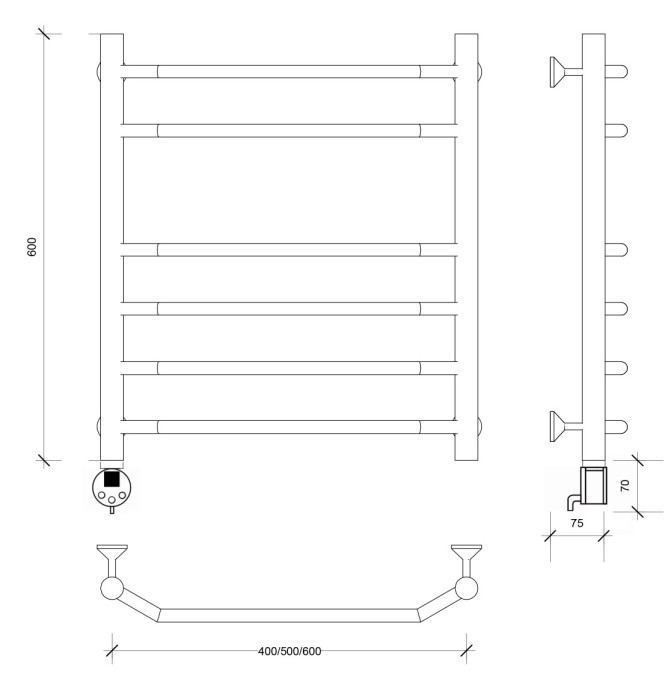 Полотенцесушитель электрический 60x40 Агата 5 Secado арт. 4673739232316
