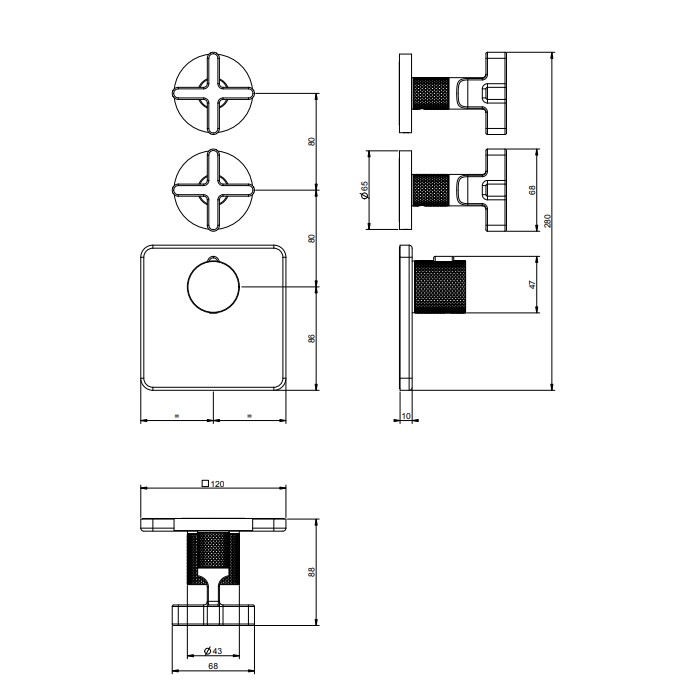 Смеситель для душа, встраиваемый, термостатический, Gessi Inciso, хром арт. 58344#031