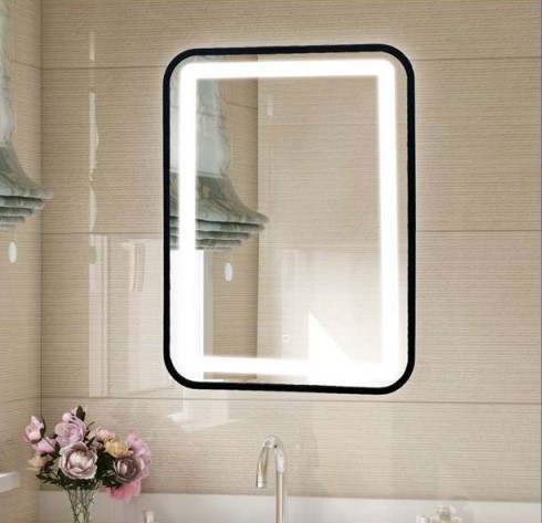 Зеркало 600х800 c подсветкой и диммером, сенсорный выключатель, рама пластик, Azario Мальта-лофт - LED-00002353