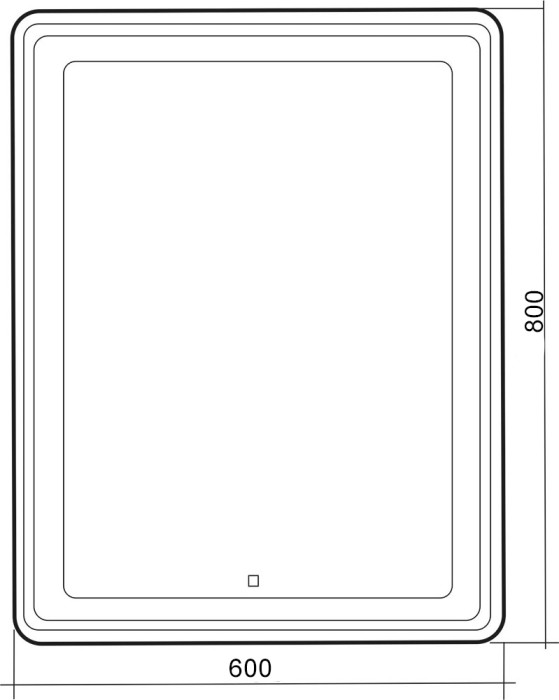 Зеркало 600х800 c подсветкой и диммером, сенсорный выключатель, рама пластик, Azario Мальта-лофт - LED-00002353