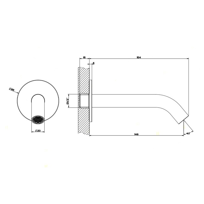Настенный излив на 1/2”, комбинируемый с удаленным управлением, Gessi 316, шлифованная сталь арт. 54010#239