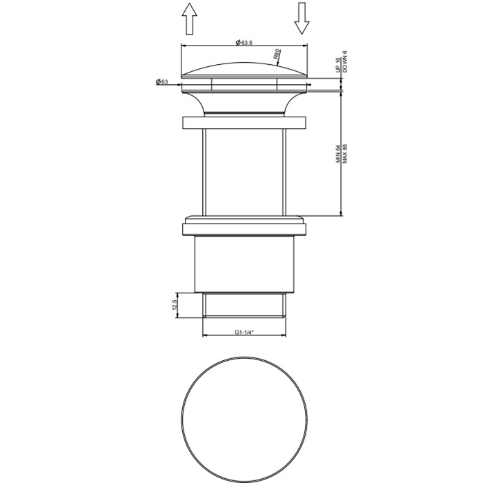 Автоматический донный клапан “Stop&Go” для раковины без перелива, Gessi, 01423#030 цвет: золото